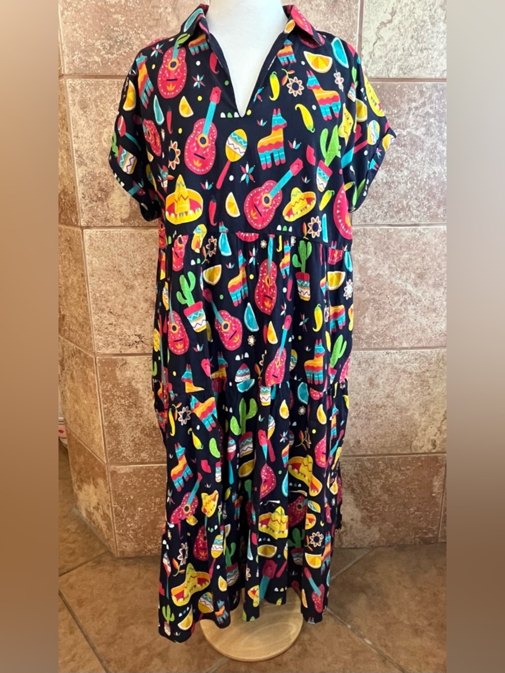 Layerz Vibrant Fiesta Print Maxi Dress NWT Size 2X